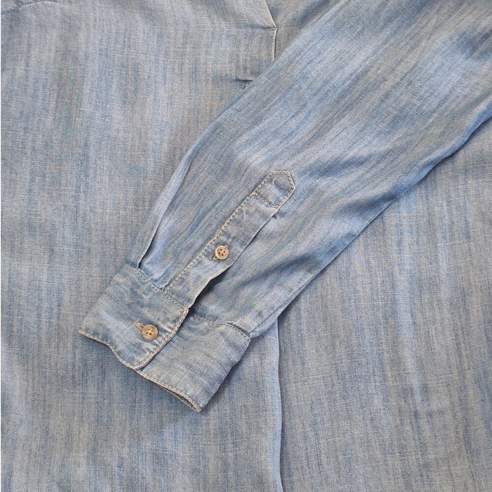 Talbots Shirt Women XS 100% Tencel Chambray BohoChic Coastal Cowgirl Lightweight - Picture 4 of 7